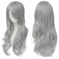 Longue perruque cosplay grise ondulée 70cm avec frange pour costumes d'anime - Gris Argent