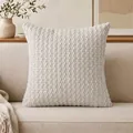 White popcorn textured solid color decorative throw pillow cover for sofa decor - No.1 Milk White