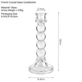 Vintage French style crystal glass candlestick holder with elegant bubble stem 18cm height - Plain Four Balls Style / Clear