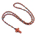 Handmade natural reddish-brown goldstone rosary with 6mm beads and stone cross - Gold Sand Stone (Synthetic)