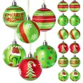 Festive green and red Christmas baubles set with Merry Christmas text and patterns - Lettering Style (Merry Christmas) / Red Green And White Mixed Colors