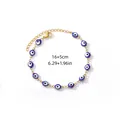 Gold-plated stainless steel evil eye bracelet with blue beads and extender chain - Blue Evil Eye Style (B952G-5) / 18K Gold / Gold