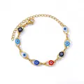 Bracciale occhio di Allah turco in acciaio inossidabile placcato oro 18K - Stile Cornice Vuota Occhio Colorato (B1074G-3) / Oro 18K / Oro