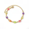 Bracciale Evil Eye colorato in acciaio inossidabile con finitura in oro 18K turco. - Stile Cornice Vuota Occhio Multicolore (B1074G-4) / Oro 18K / Oro