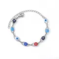 Bracciale turco Evil Eye multicolore in acciaio inossidabile - Stile Cornice Vuota Occhio Colorato (B1074P-3) / Oro 18K / Argento
