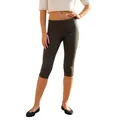 Women's solid charcoal grey slim fit cropped leggings with wide waistband - S / Dark Gray