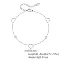 Bracelet en acier inoxydable argenté avec cœurs creux et zircons, ajustable 21+5cm - Chevillère Cœur Évidé Couleur Acier (JC-268S)