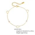 Collier en acier doré avec breloques cœur creux et zircons, vue de la variante SKU - Chevillère Cœur Évidé Dorée (JC-268G)