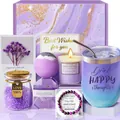 Luxurious purple theme spa gift set for women with wine tumbler and scented candle - 21*21*10 / New Purple 03