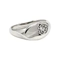 Minimalistischer Ring aus Titanstahl mit sternförmig gefasstem Stein in Silberoptik - US 7 / Stahlfarbe