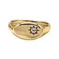 Hochwertiger minimalistischer Gold-Siegelring aus Titanstahl mit Sternen-Zirkonia-Stein - US 7 / Gold
