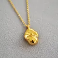 Gold-plated brass irregular baroque pearl pendant necklace with minimalist design - Irregular Lava Pendant Without Pearl Style