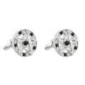 Elegant silver circular pentagram cufflinks with black rhinestones for men's shirts - Silver & Black Round Pentagram Style (B021BL) / Natural