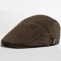 Gorra plana de estilo retro en pana marrón con hebilla lateral ajustable para adultos - Ajustable (55-59cm) / café