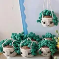 Handmade crochet hanging succulent plant ornaments for car interior decor - Cute Doll Head Style