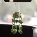 Hand-crocheted heart plant car hanging ornament for rearview mirror - Heart Pothos No. 2