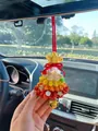 Handmade crochet Christmas tree car hanging ornament with a festive golden bell pendant - Christmas Tree Gradient Yellow