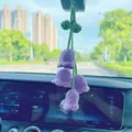 Handmade purple crochet lily of the valley car rear view mirror hanging ornament - Purple Lily Of The Valley (4 Flowers)
