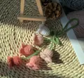Handmade crochet lily of the valley flower car hanging ornament in pink and white - Gradient Pink Lily Of The Valley (6 Flowers)