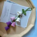 Handmade crochet Lily of the Valley flower car mirror hanging ornament in purple and pink - Gradient Purple Lily Of The Valley (6 Flowers)