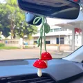 Handmade crochet mushroom car hanging ornament for interior rear-view mirror decoration - Mushroom Strand