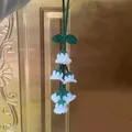 Handmade crochet lily of the valley flower car rear view mirror hanging ornament charm - New White Bellflowers (6 Pieces)