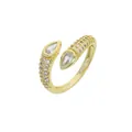 Eleganter vergoldeter offener Ring mit klaren Zirkoniasteinen in edler Tropfenform - Gold Doppelwassertropfen-Stil (R258)