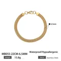 Detaillierte Ansicht des 6,5 mm breiten, golden geflochtenen Edelstahlarmbands für Herren - MB055-22cm-6.5mm-15.8g-Gold