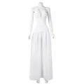 Elegant white halter neck floor-length dress for Harley Quinn cosplay - S / White