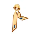 Artistic narrow silk twilly scarf with leaf and figure prints for bag decoration - 97CM*6CM / Champagne Gold Figure Illustration (KK-02-27)
