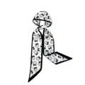 Vue détaillée d'une écharpe étroite blanche avec motif imprimé de fraises noires - 97CM*6CM / Motif Fraise Noire Blanc Cassé (KK-02-30)