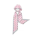 Elegant white skinny scarf with red heart pattern and blue border details. - 97CM*6CM / White Red Heart Blue Edge (KK-02-31)