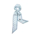 Elegant light blue skinny silk scarf with floral pattern tied in a soft decorative knot - 97CM*6CM / Light Blue Deep Blue Floral (KK-02-33)