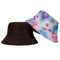 Reversible tie-dye and solid black bucket hat for sun protection and stylish wear - Tie-dye Print (CH-15)