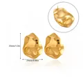 Golden irregular wavy geometric earrings in polished stainless steel for stylish women - Wavy Crumpled Irregular Style(E6167G) / 33mm x 24mm / E6167G