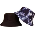Detailed view of solid black and blue tie-dye patterned sun protection bucket hats - Tie-dye Print (CH-12)