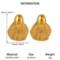 Oversized geometric gold fan earrings crafted from high-quality stainless steel - Radial Striped Fan Style(E6425) / 38mmx30mm / E6425