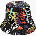 Graffiti print bucket hat for sun protection with street style colorful patterns - Graffiti Pattern (CH-33)