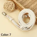 Premium adjustable cream PU leather shoulder strap with silver metal clasps, Color No. 7 - 119.5CM*1.0CM Gold Clasp / Beige