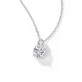 Elegant S925 sterling silver necklace pendant with two round D color moissanite stones - Vertical Double Drill (fddz-118) / White Gold