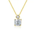 Elegant gold S925 sterling silver necklace with square emerald cut moissanite pendant - Square And Round Diamond Combination (fddz-119) / Gold