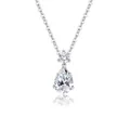 S925 sterling silver necklace with pear-cut D-color moissanite pendant and reflection - Pear-shaped Diamond Set (fddz-120) / White Gold