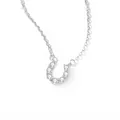 Elegant S925 sterling silver horseshoe pendant necklace featuring sparkling moissanite. - Horseshoe Design (fddz-121) / White Gold