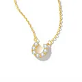 Elegant gold-plated S925 sterling silver horseshoe necklace with moissanite stones - Horseshoe Design (fddz-121) / Gold