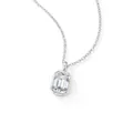 Elegant S925 sterling silver necklace with emerald cut moissanite gemstone pendant - Rectangular Staircase (fddz-125) / White Gold