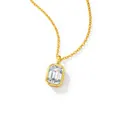 Elegant gold-plated S925 sterling silver necklace featuring emerald-cut Moissanite stone - Rectangular Staircase (fddz-125) / Gold