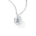 Elegant S925 sterling silver necklace with a sparkling Asscher cut Moissanite pendant. - Square Ascher (fddz-126) / White Gold