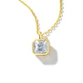 Elegant S925 sterling silver necklace with gold finish and square moissanite gem - Square Ascher (fddz-126) / Gold