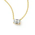 Elegant gold-plated S925 silver necklace featuring an emerald-cut D color moissanite. - Grandmother Green (fddz-127) / Gold