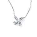 Elegant S925 sterling silver necklace featuring a marquise-cut moissanite flower pendant - Horse-eye Stone Flowers (fddz-123) / White Gold